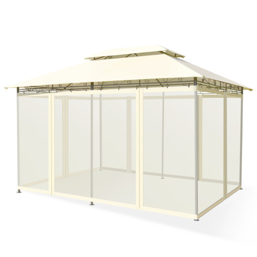 10 Feet x 13 Feet Tent Canopy Shelter with Removable Netting Sidewall-Beige - Image 3