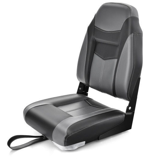High Back Folding Boat Seats with Black Grey Sponge Cushion and Flexible Hinges-1 Piece
