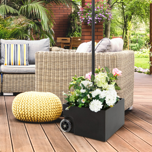 150 Pounds Patio Umbrella Base Stand Wheels Planter Outdoor - Image 2