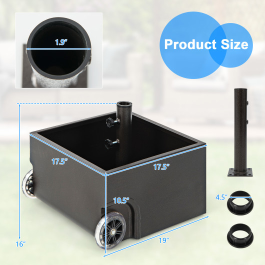 150 Pounds Patio Umbrella Base Stand Wheels Planter Outdoor - Image 4