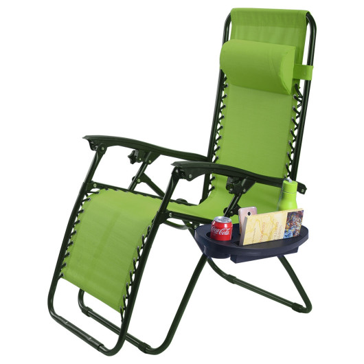 2 Pieces Folding Lounge Chair with Zero Gravity-Green - Image 3