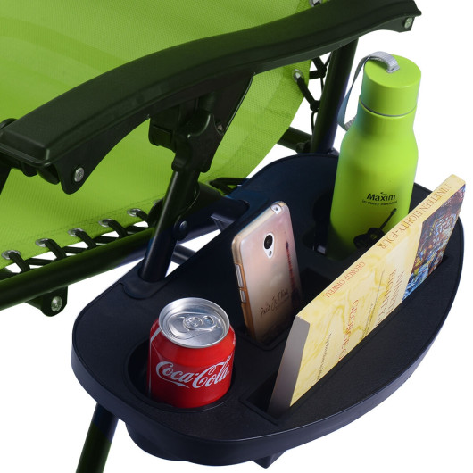 2 Pieces Folding Lounge Chair with Zero Gravity-Green - Image 4