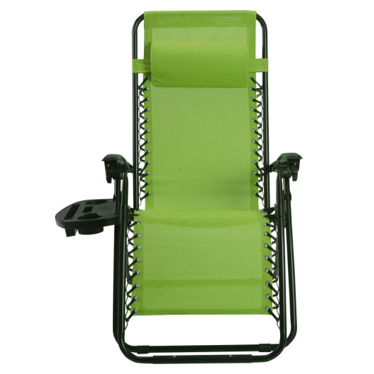 2 Pieces Folding Lounge Chair with Zero Gravity-Green - Image 6