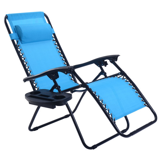 Outdoor Folding Zero Gravity Reclining Lounge Chair-Light Blue - Image 2