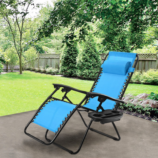 Outdoor Folding Zero Gravity Reclining Lounge Chair-Light Blue - Image 3