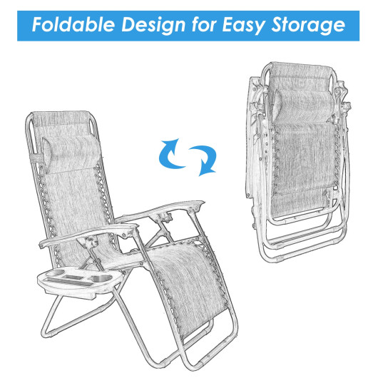 Outdoor Folding Zero Gravity Reclining Lounge Chair-Light Blue - Image 6