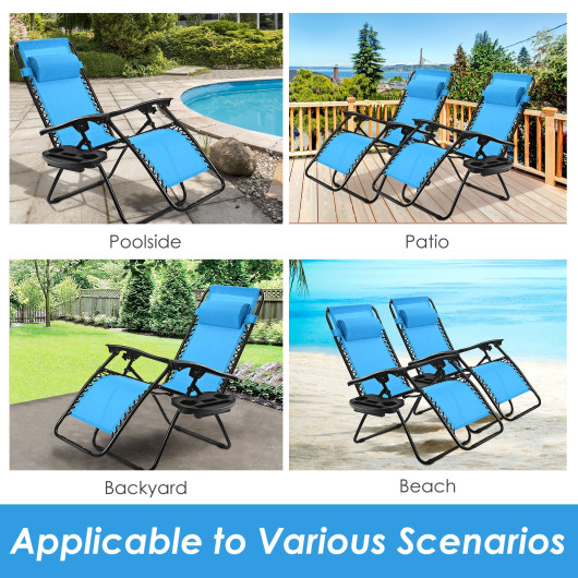 Outdoor Folding Zero Gravity Reclining Lounge Chair-Light Blue - Image 4