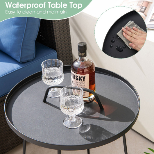 Outdoor Metal Patio End Side Table Weather Resistant with Handle - Image 4