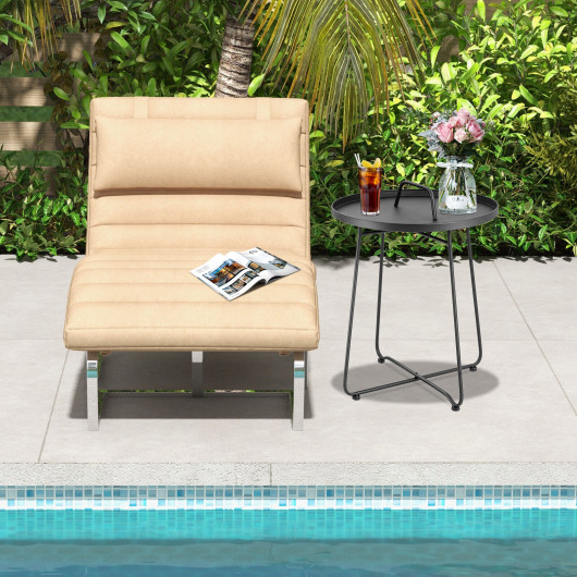 Outdoor Metal Patio End Side Table Weather Resistant with Handle - Image 6
