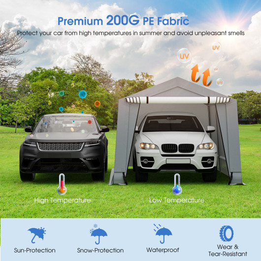 10 x 16-10 x 20 Feet Outdoor Heavy-Duty Carport with 2 Doors-10 x 16 ft - Image 2