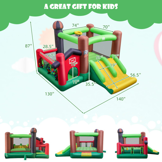 6-in-1 Inflatable Bounce House with Double Slides without 735W Blower - Image 5