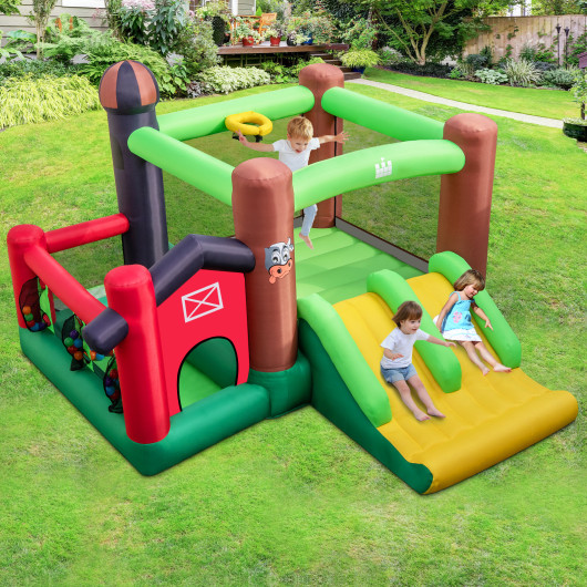 6-in-1 Inflatable Bounce House with Double Slides without 735W Blower - Image 6