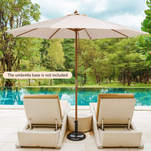 10 Feet Patio Umbrella with 8 Wooden Ribs and 3 Adjustable Heights-Beige - Image 5