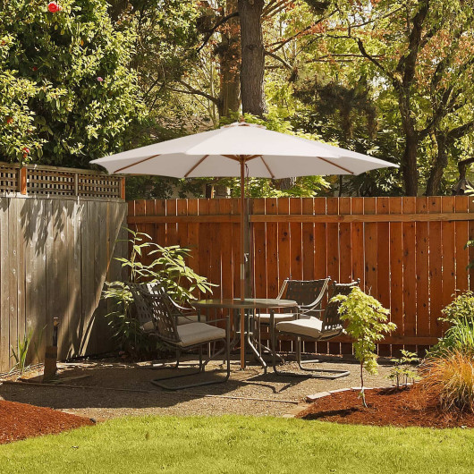 10 Feet Patio Umbrella with 8 Wooden Ribs and 3 Adjustable Heights-Beige - Image 6