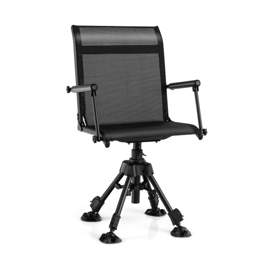 Folding Swivel Patio Chair with 4 Adjustable Leg-Black - Image 2