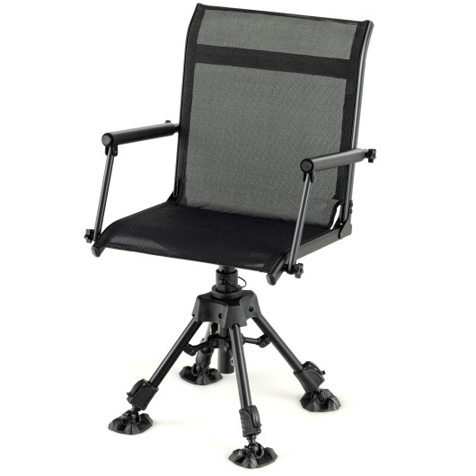 Folding Swivel Patio Chair with 4 Adjustable Leg-Black - Image 3