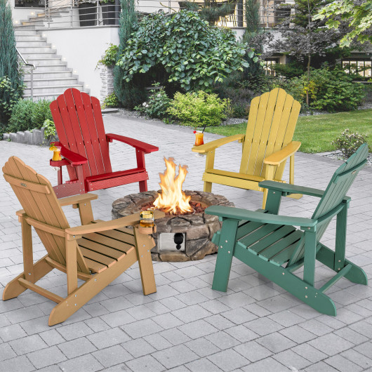 Weather Resistant HIPS Outdoor Adirondack Chair with Cup Holder-Green - Image 6