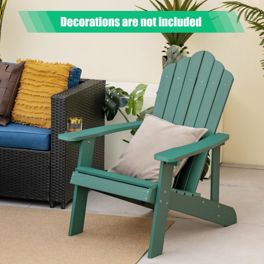 Weather Resistant HIPS Outdoor Adirondack Chair with Cup Holder-Green - Image 4