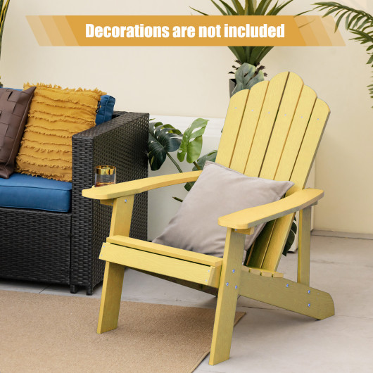 Weather Resistant HIPS Outdoor Adirondack Chair with Cup Holder-Yellow - Image 3