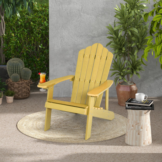 Weather Resistant HIPS Outdoor Adirondack Chair with Cup Holder-Yellow - Image 6