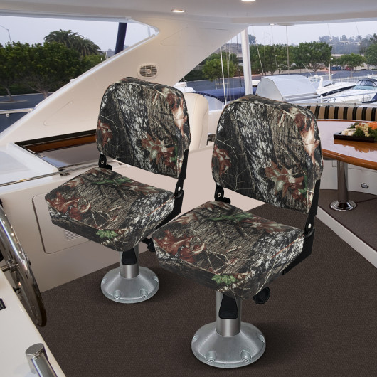 2-Piece Folding Boat Seat Set with Sponge Padding-Camouflage - Image 2
