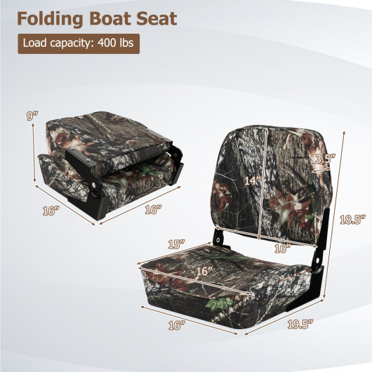 2-Piece Folding Boat Seat Set with Sponge Padding-Camouflage - Image 6