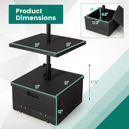 175 LBS Outdoor Fillable Umbrella Base with Table Tray - Image 3