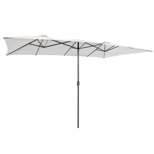 15 Feet Double-Sized Patio Umbrella with Crank Handle and Vented Tops-Beige - Image 2