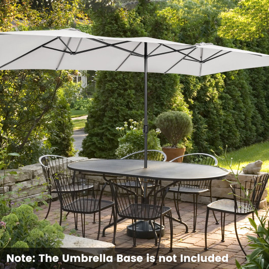 15 Feet Double-Sized Patio Umbrella with Crank Handle and Vented Tops-Beige - Image 4