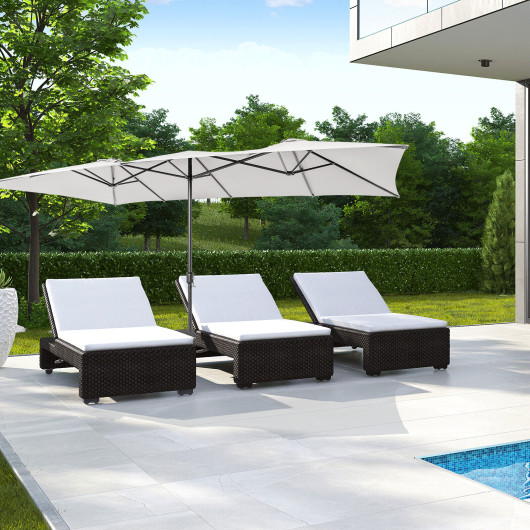 15 Feet Double-Sized Patio Umbrella with Crank Handle and Vented Tops-Beige - Image 6