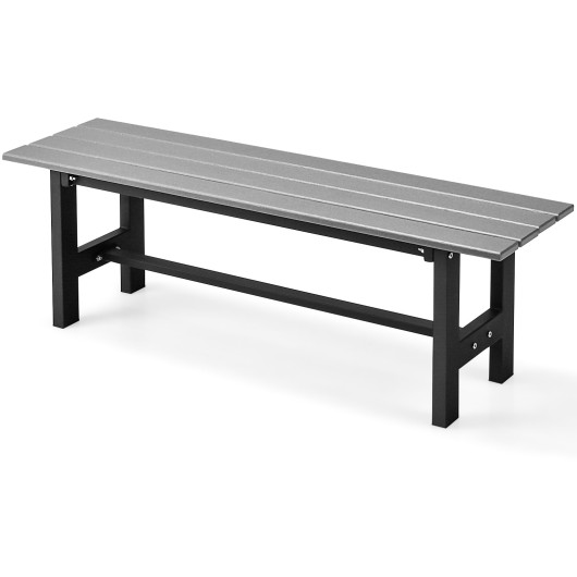 47" Outdoor Chair with Slatted Seat Plastic Coated Iron Frame-Gray