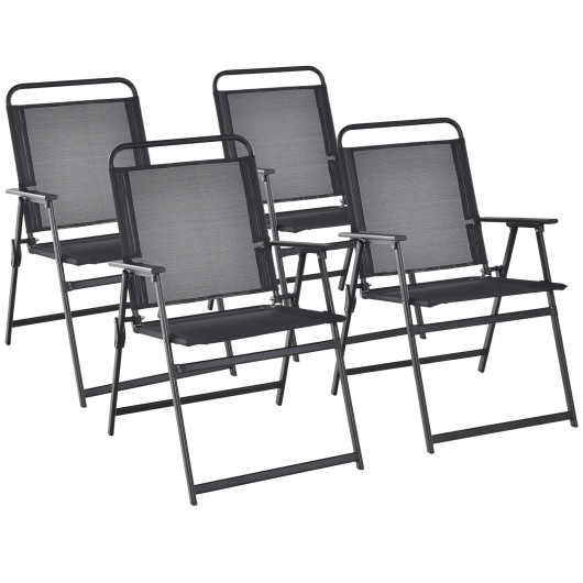 Set of 2-4-6 Outdoor Folding Chairs with Breathable Seat-Set of 4