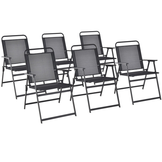 Set of 2-4-6 Outdoor Folding Chairs with Breathable Seat-Set of 6