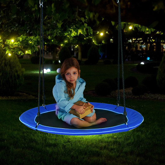 40 Inches Saucer Tree Swing for Kids and Adults-Navy - Image 4