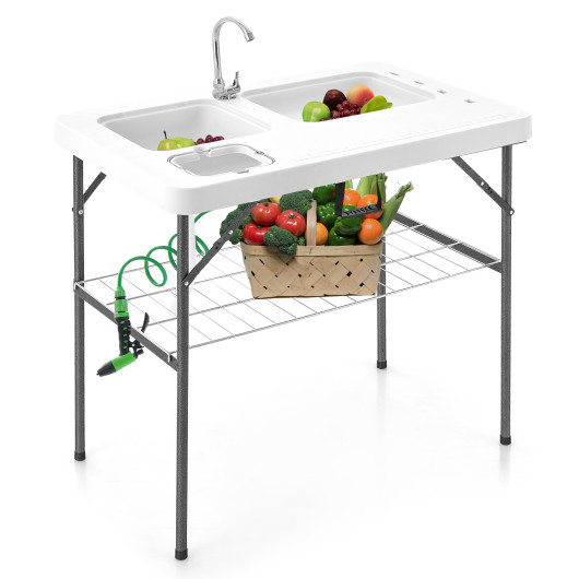 2-in-1 Folding Fish Cleaning Table-White - Image 3