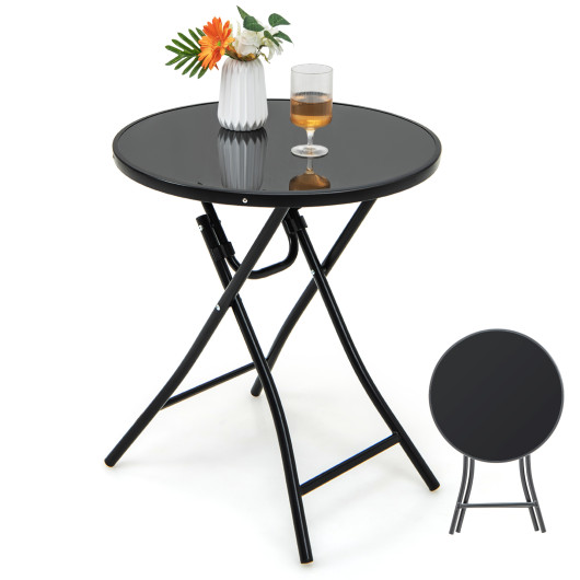 23 Inch Round Bistro Table with Tempered Glass Tabletop - Image 3