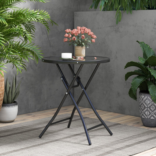 23 Inch Round Bistro Table with Tempered Glass Tabletop - Image 4
