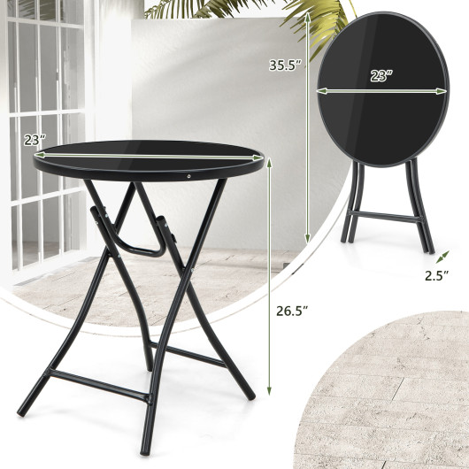 23 Inch Round Bistro Table with Tempered Glass Tabletop - Image 6