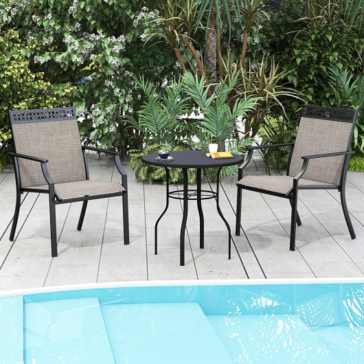 Patio Chairs Set of 2 with All Weather Breathable Fabric-Brown - Image 6