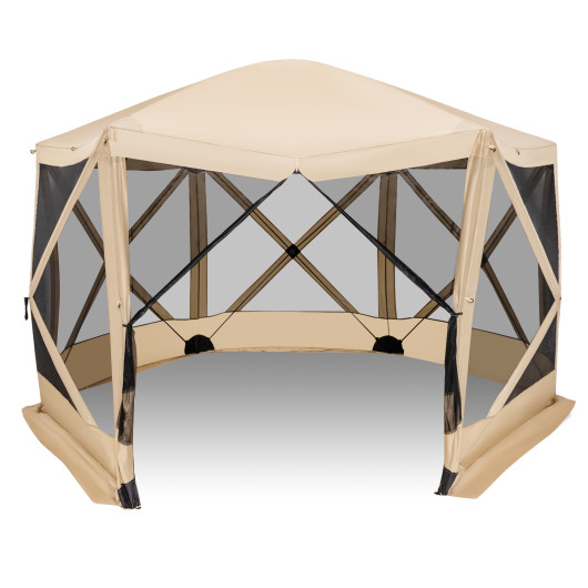11.5 X 11.5 FT Pop-up Screen House Tent with Portable Carrying Bag-Coffee - Image 5