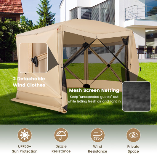 11.5 X 11.5 FT Pop-up Screen House Tent with Portable Carrying Bag-Coffee - Image 2