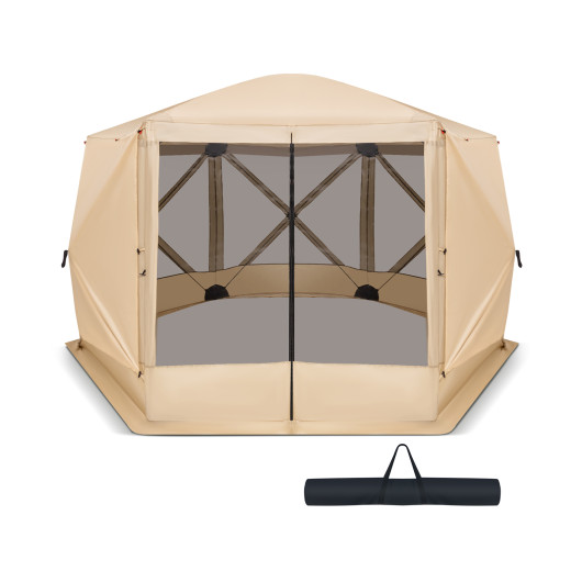 11.5 X 11.5 FT Pop-up Screen House Tent with Portable Carrying Bag-Coffee - Image 6