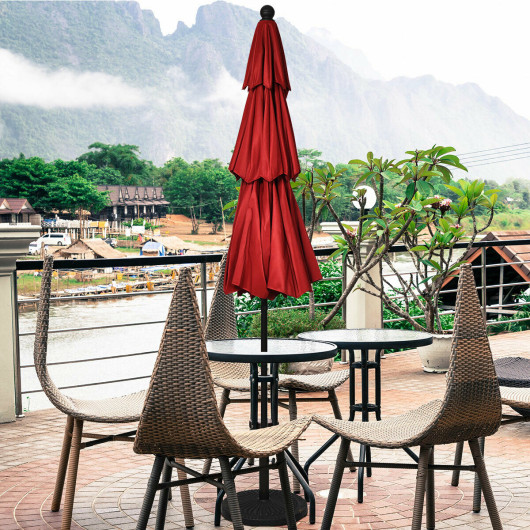 10ft 3 Tier Patio Umbrella Aluminum Sunshade Shelter Double Vented without Base-Burgundy - Image 3