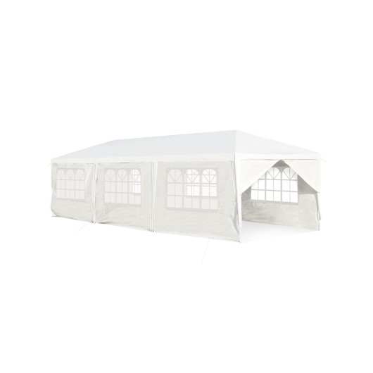 10 x 30 Feet Outdoor Canopy Tent with 6 Removable Sidewalls and 2 Doorways-White - Image 2