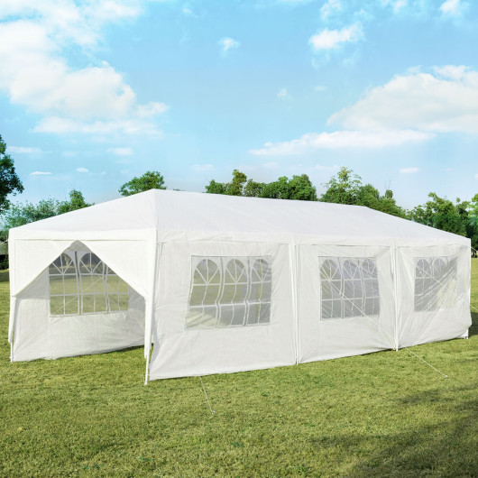 10 x 30 Feet Outdoor Canopy Tent with 6 Removable Sidewalls and 2 Doorways-White - Image 5