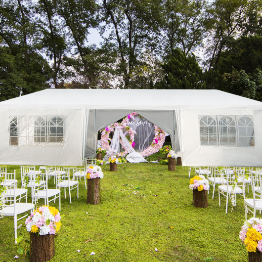 10 x 30 Feet Outdoor Canopy Tent with 6 Removable Sidewalls and 2 Doorways-White - Image 6