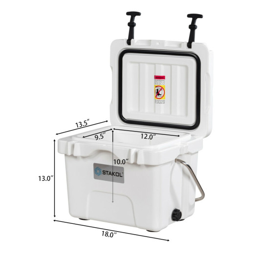 16 Quart 24-Can Capacity Portable Insulated Ice Cooler with 2 Cup Holders-White - Image 2