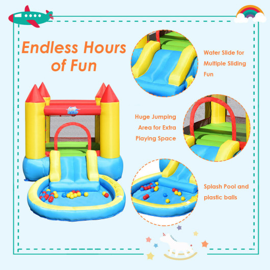 Kids Inflatable Bounce House Castle with Balls Pool and Bag - Image 6