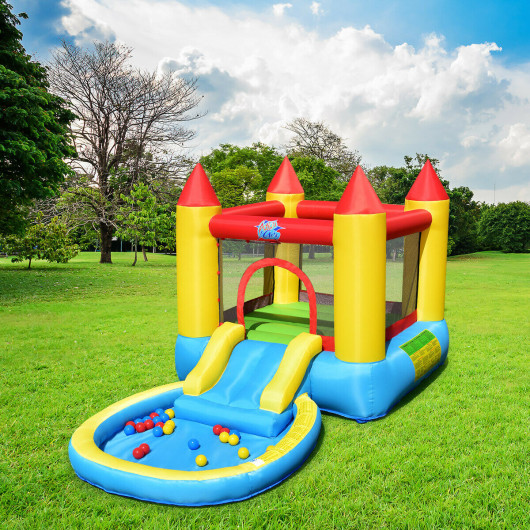 Kids Inflatable Bounce House Castle with Balls Pool and Bag - Image 2