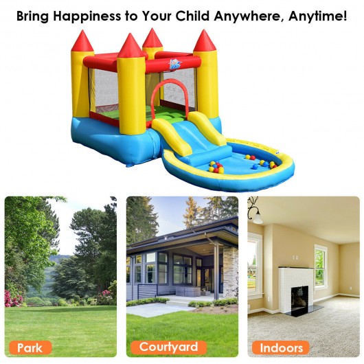 Kids Inflatable Bounce House Castle with Balls Pool and Bag - Image 3